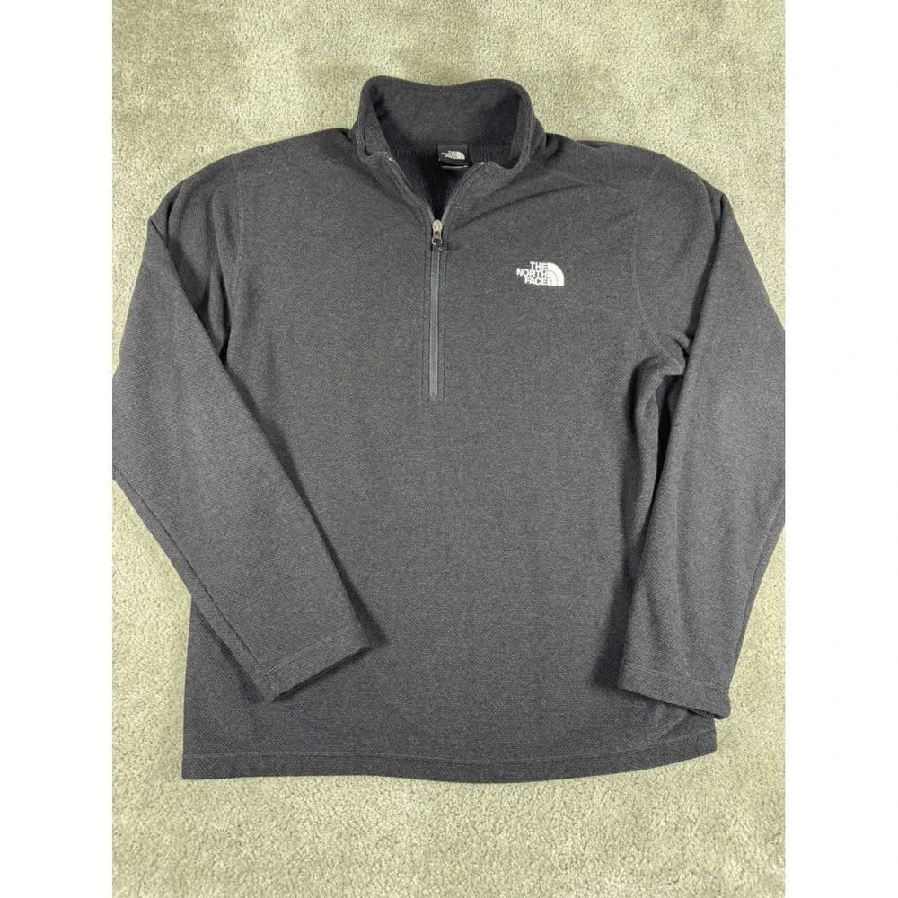 The North Face Mens XL Quarter Zip Fleece Pullover Charcoal Grey Textured Knit